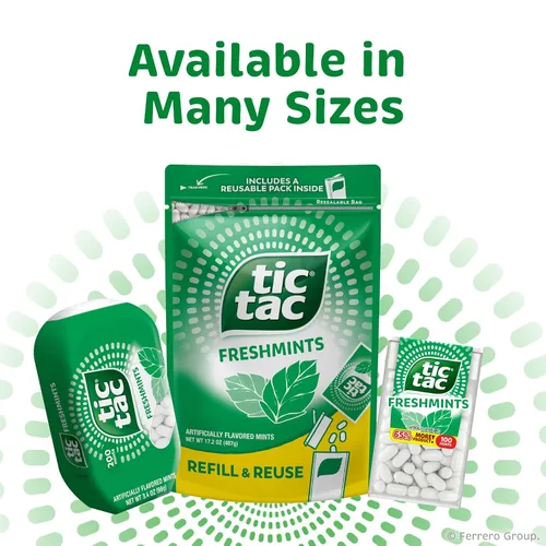 Vista 9 de Tic Tac Freshmints, mentas de aliento para llevar, mentas de bolsillo, 100 piezas, paquete de 12 unidades a granel, 1.7 onzas cada una