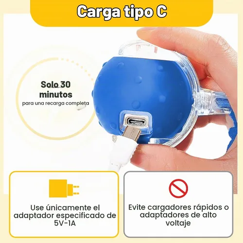 Vista 6 de Pelota de juguetes interactivos para gatos y perros de interior, juguete automático para gatos con evitación inteligente de obstáculos, chirridos
