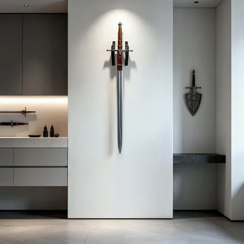 Vista 6 de Juego de 2 ganchos de espada para montaje en pared, soporte ajustable para Katana Wakizashi Tanto Genji Sword Arms Rack