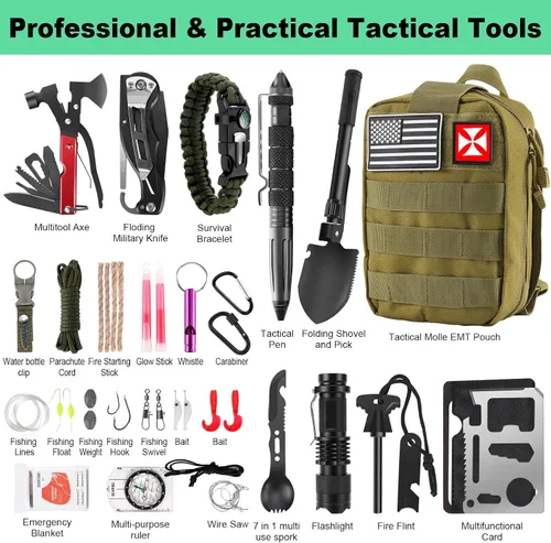 Vista 3 de Survival Kit 256 in 1, First Aid Kit Survival Gear Tools Trauma Kit with Molle Pouch for Outdoor, Camping, Hunting, Hiking, Earthquake, Home
