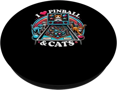 Vista 2 de Pinball and Cats Nostalgia Pinball Wizard Pet Cat Lover PopSockets PopSockets Adhesivo PopGrip