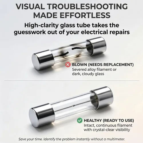 Vista 4 de Heschen 15-Pack 0.2A 250V Fast Blow Glass Fuses 5x20mm with Box