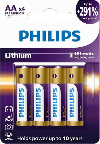 Vista 8 de PHILIPS Paquete de 8 baterías AA de litio, batería doble AA de litio de larga duración, pilas AA de alta capacidad de 1.5 V para dispositivos