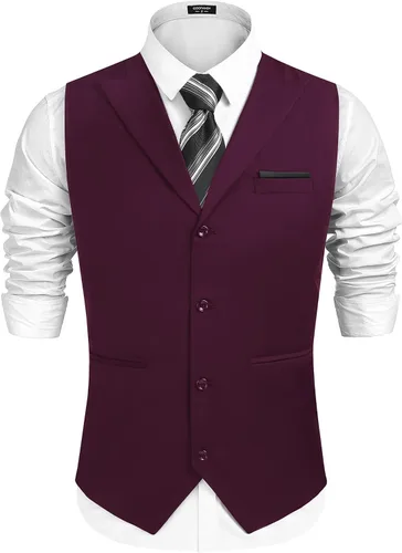 Vista 2 de COOFANDY Chaleco de traje de vestir formal ajustado para hombre, chaleco casual de negocios