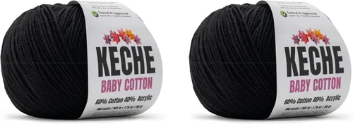 Vista 26 de Keche Hilo de Algodón, 60% Algodón 40% Hilo Acrílico, Hilo de Algodón Suave para Crochet y Tejer, Hilo Amigurumi 1 Madeja/Bola 1.76 Oz (50g) / 180