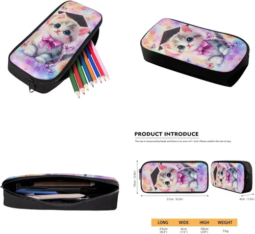 Vista 5 de Mochila escolar unisex para niños para escuela primaria y secundaria, gran capacidad, espacio de almacenamiento portátil, Kawaii Cat, Talla única