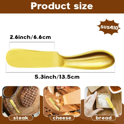 Vista 2 de Cuchillo de Mantequilla Cuchillo Esparcidor de Mantequilla Cuchillo de Mantequilla Dorado Juego de 4 Cuchillos Esparcidores de Queso Cuchillos