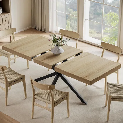 Vista 15 de Mesa de comedor extensible para mesa de cocina de 4, 6, 8,55 a 70 pulgadas, color negro