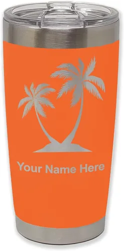 Vista 26 de LaserGram Vaso aislado al vacío de 20 onzas, palmeras, grabado personalizado incluido (negro)