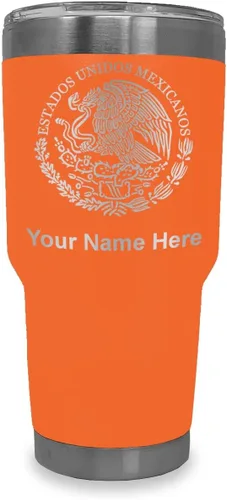 Vista 14 de LaserGram - Vaso personalizado de 20 onzas, bandera de México (negro)
