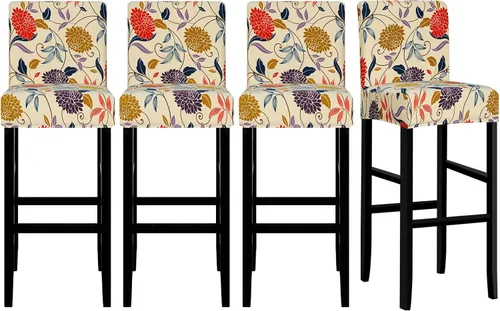 Vista 40 de Lellen Juego de 2 fundas para taburetes de bar, fundas jacquard para taburetes de bar, fundas deslizables elásticas para taburetes de bar