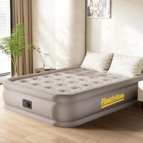 Vista 10 de Colchón de Aire Twin con Bomba Integrada, Cama de Aire Inflable de 18" de Altura Plegable, Colchón Autohinchable Cómodo Cama Individual para Casa