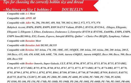 Vista 4 de DOUBLELIN Bobinas preenrolladas LPB-40S2, tamaño L/estilo L/SA155/tamaño 9.4, lado de plástico, poliéster hilado 40S/2, negro, 144 piezas