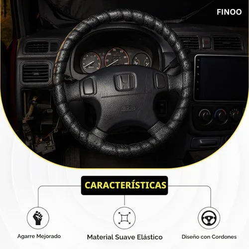 Vista 4 de Cubierta de volante con encaje negro, accesorio clásico de agarre elástico para auto