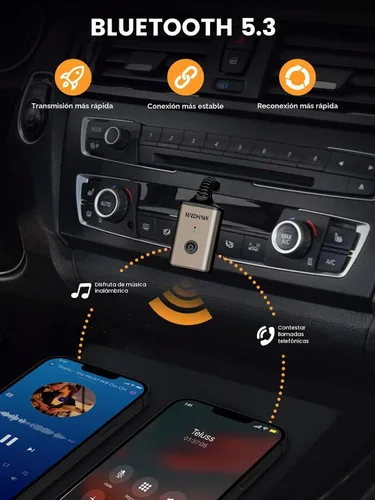 Vista 3 de MaedHawk Receptor de audio auxiliar inalámbrico giratorio Bluetooth 5.3