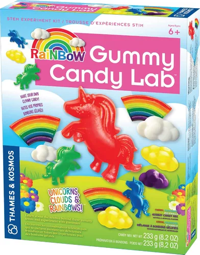 Vista 3 de Thames & Kosmos Rainbow Gummy Candy Lab - ¡Unicornios, nubes y arcoíris! Kit de experimentos STEM de ciencia dulce, haz tus propias gomitas