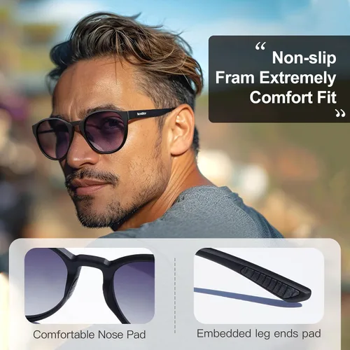 Vista 6 de Lentes de sol de ojo de gato, retro, vintage, antideslizantes, redondos, para hombres y mujeres, lentes polarizadosno polarizados, protección UV