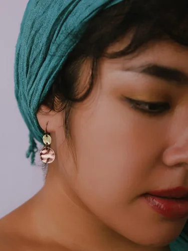 Vista 7 de MINACHI Aretes colgantes de disco con capas antiguas estilo bohemio, vintage, regalo de joyería para mujer, Zinc, No es una piedra preciosa