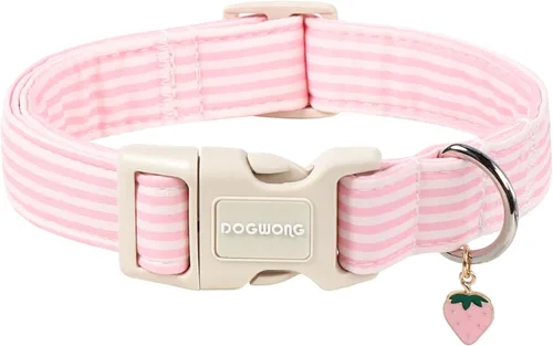 Vista 26 de DOGWONG Collar de Algodón para Perro, Collar para Perro de Cuadros Azules Resistente, Collar Suave y Duradero para Perro Macho, Lindo Collar de A