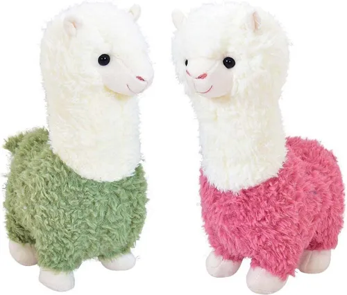 Vista 2 de YUKOUQIAN Animal de Peluche de Llama Lindo Juguete de Alpaca de Felpa de 9.8 Pulgadas para Niñas y Niños 2 Piezas (Alpaca)