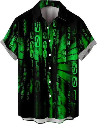 Vista 10 de RTRDE Mens Button Down Summer Shirts Short Sleeve Novelty Graphic Print Casual Hawaiian Beach Shirt, M-4XL