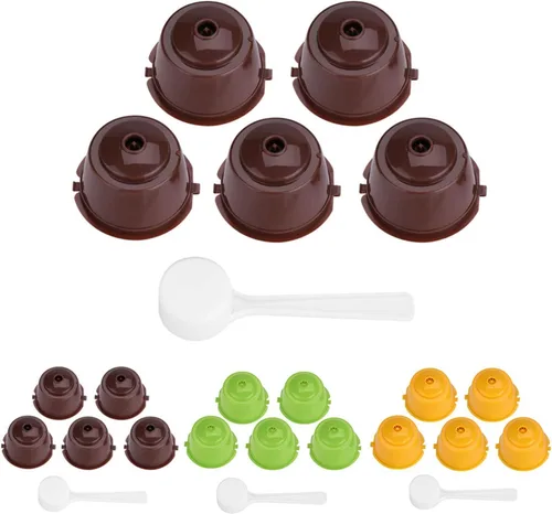 Vista 9 de K Cups reutilizables, juego de 5 filtros de café recargables con cuchara, cápsulas de café con filtro de malla integrado compatible con Nescafe