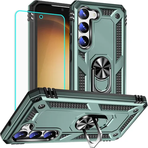 Vista 29 de Yiakeng Funda para Samsung Galaxy S8, Samsung S8, funda protectora de grado militar con anillo para Samsung Galaxy S8 (verde militar)
