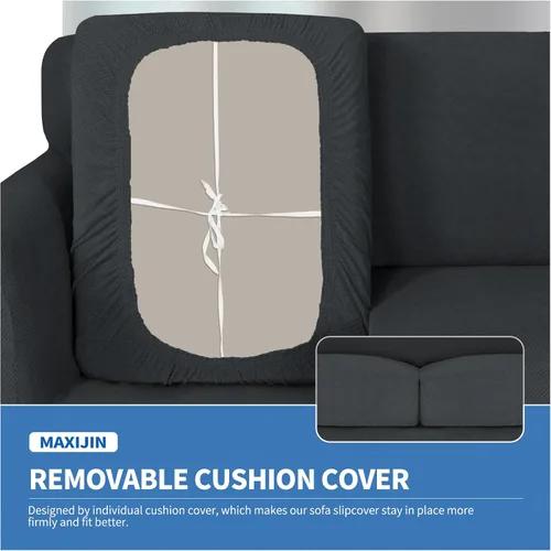Vista 23 de MAXIJIN 2 piezas de fundas para silla con brazos, funda para silla de sofá para sala de estar, funda elástica para perros para una silla con 1 cojín