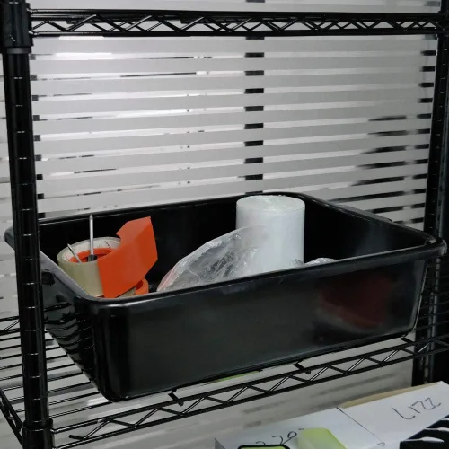 Vista 5 de Paquete de 4 grandes tinas comerciales de plástico, caja de autobús utilitario rectangular de 22 L