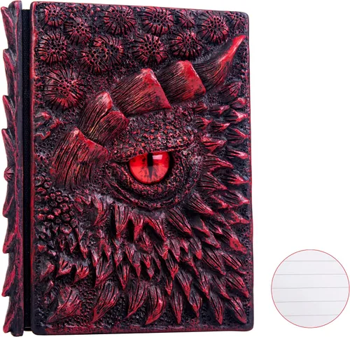 Vista 25 de Diario 3D en relieve de ojo de dragón en relieve, cuaderno grabado de resina, cuaderno Dnd para los amantes de los dragones, papel en blanco, bloc