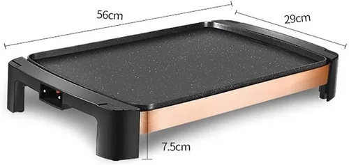 Vista 2 de Parrilla eléctrica de mesa Teppanyaki, parrilla antiadherente, 5 limas con temperatura ajustable, barbacoa de placa caliente para barbacoa, parrilla