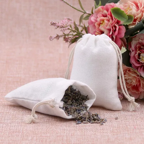 Vista 6 de SumDirect 20 bolsas de muselina de algodón, bolsas de regalo ligeras blancas transpirables con cordón, bolsas de almacenamiento reutilizables