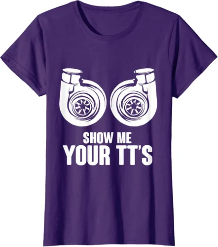 Vista 8 de Funny Show Me Your TT's Twin Turbo Car Racing Camiseta, Negro, S
