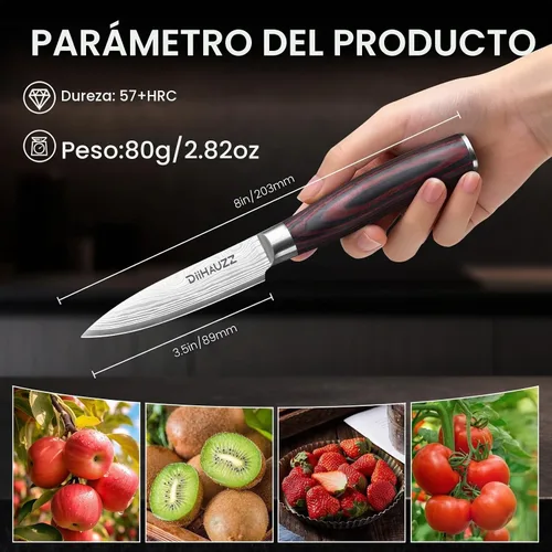 Vista 2 de DiiHAUZZ Paring Knife, 3.5 Inch Fruit Knife, High Carbon Stainless Steel