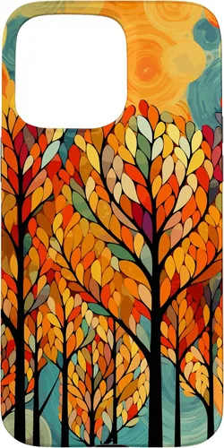 Vista 31 de iPhone 16 Otoño y coloridas hojas y árboles de otoño, funda temática de color de otoño