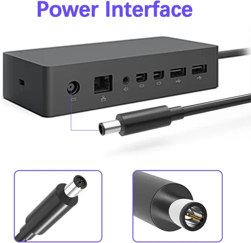 Vista 2 de 199W 15.35V 12.96A Cargador Adaptador de CA Compatible con Microsoft Surface Docking Station 2, Modelo 1931 1917 Microsoft Surface Dock 2 Cable