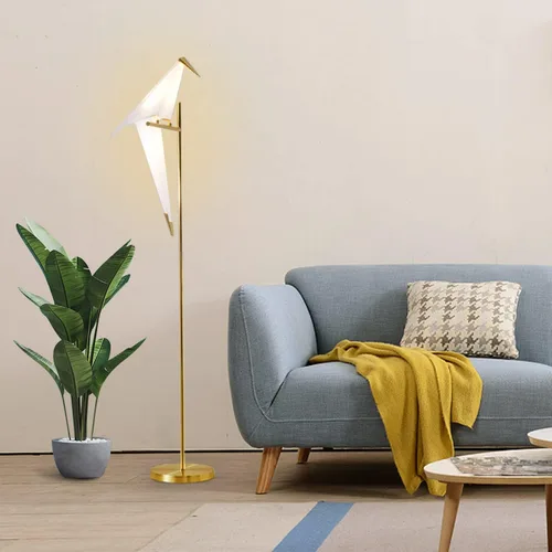 Vista 9 de Lámpara de pie LED moderna de 62 pulgadas con forma de pájaro para sala de estar, lámpara de pie plateada moderna con luz de piso de pájaro