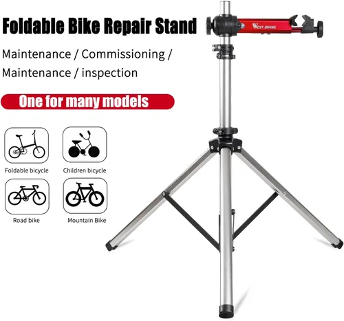Vista 3 de West Biking Soporte de reparación de bicicletas (máximo 85 libras) – Soporte de trabajo plegable ajustable para bicicleta con liberación rápida