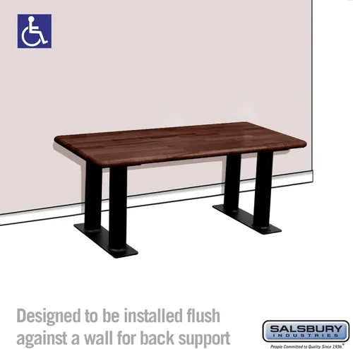 Vista 3 de Salsbury Industries Banco ADA de madera para taquillas, 42 pulgadas de ancho, acabado oscuro
