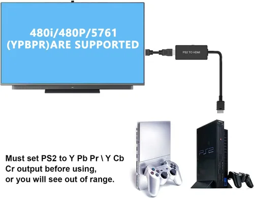 Vista 3 de Convertidor PS2 a HDMI (con señal HD Ypbpr 100% mejora la calidad de video) Compatible con PS 2PS 3 Convertir PS2 a HDMI señal