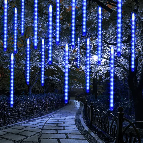 Vista 14 de LJLNION Luces de Lluvia de Meteoros, Luces de Navidad de Carámbanos para Exteriores de 12 Pulgadas, 8 Tubos 288 LED Luces de Carámbano Luz de Nieve