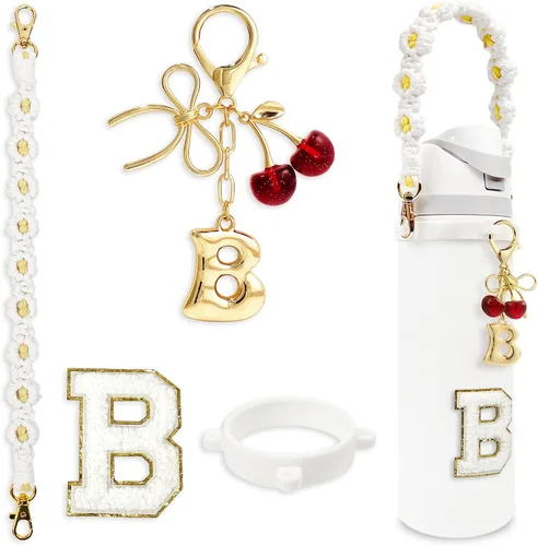 Vista 113 de Letter Handle Strap Accessories with Cute Initial Charm Compatible with Owala Water Bottle 24oz 32oz 40oz Owala Kids