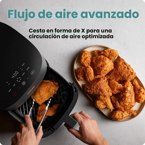 Vista 4 de Chefman TurboX - Freidora de aire 4 en 1, freidora de aire de 5 cuartos de galón para pollo extra crujiente, papas fritas, alas y más, freír al