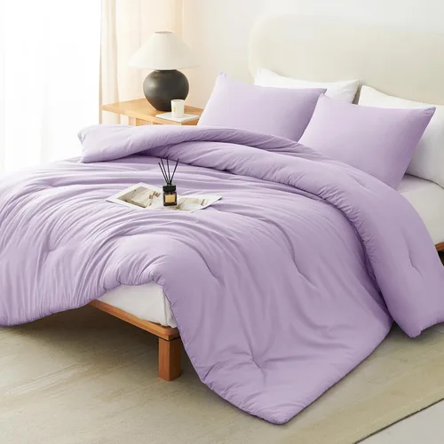 Vista 28 de CozyLux - Juego de edredón beige tamaño individual/individual XL, 2 piezas de juego de cama extra largo sólido transpirable acolchado, juego de cama