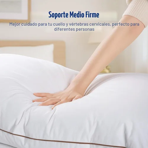 Vista 5 de puredown® Almohadas de Plumas y Plumón de Ganso Tamaño Estándar Juego de 2, Almohada de Cama Suave y Esponjosa para Dormir con Funda de Algodón