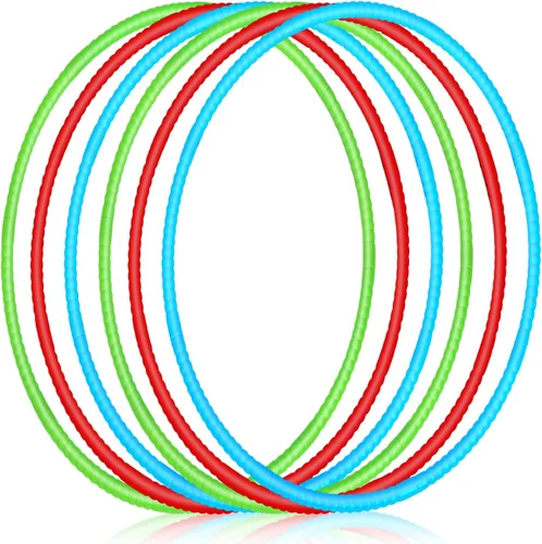 Vista 8 de Sratte 6 piezas de aros de ejercicio desmontables ajustables de plástico, anillos de juguete que se unen con clic, juguetes de color para patio