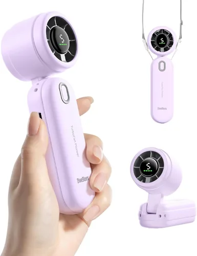 Vista 8 de Diveblues Ventilador turbo de mano portátil de alta velocidad, alimentado por batería recargable USB, pequeño ventilador de bolsillo portátil