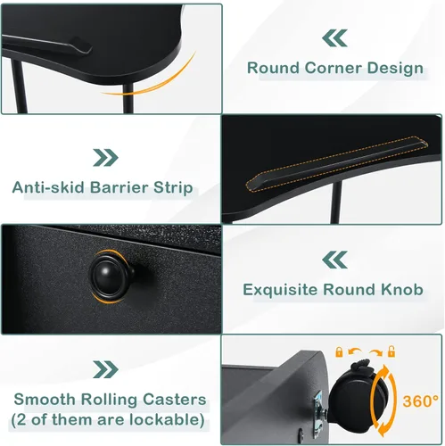 Vista 7 de Podio portátil para laptop, soporte de podio portátil de altura ajustable, escritorio de atril rodante con almacenamiento, parte superior inclinable