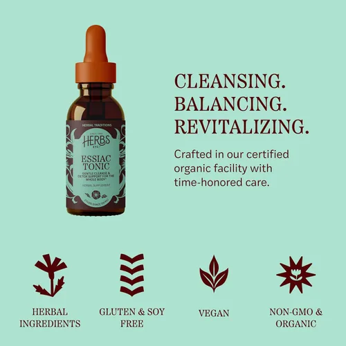 Vista 6 de Herbs Etc. Essiac Tonic Classic - Extracto líquido – Fórmula de hierbas Ojibwa para una limpieza de todo el cuerpo – Apoya las vías