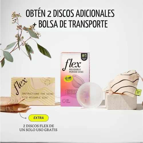 Vista 6 de Paquete de inicio de disco reutilizable Flex Disco menstrual reutilizable con Flex Wash y 2 paquetes de toallitas